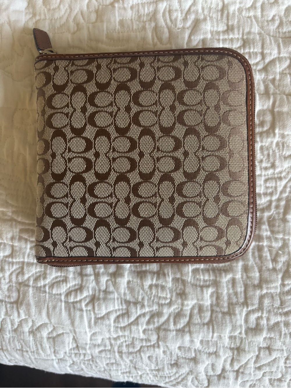 Coach Brown Signature Zip Around Wallet